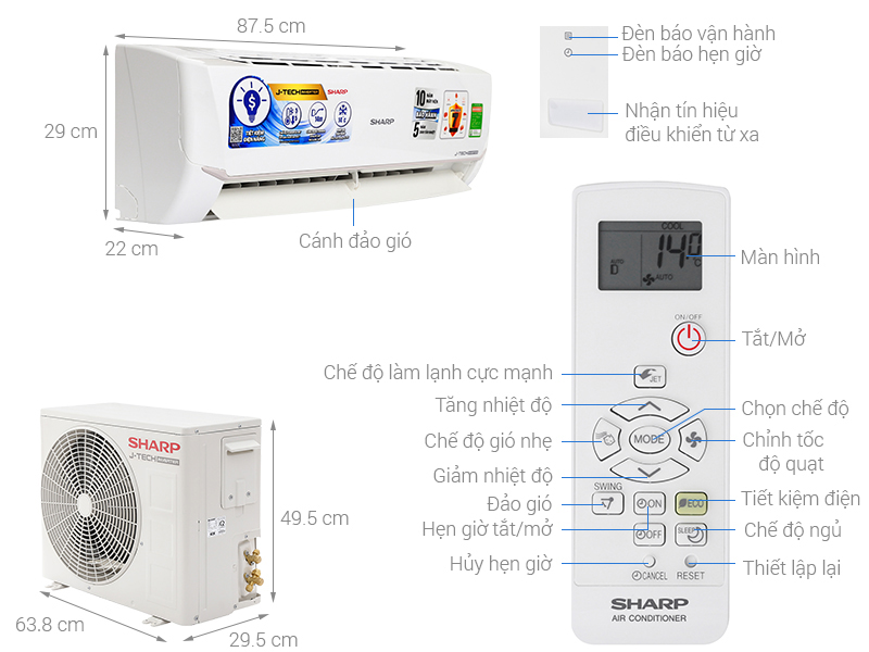 Máy lạnh Sharp AH-X9VEW (1.0Hp) Inverter