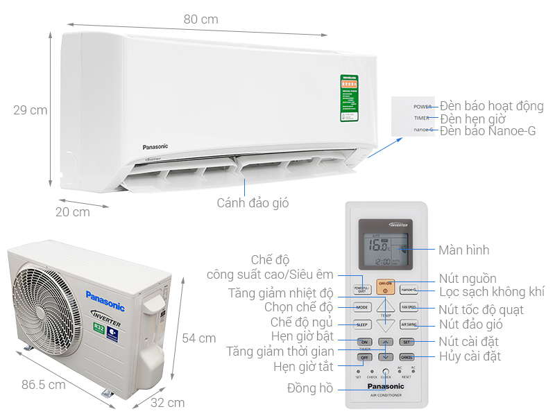 Máy lạnh Panasonic U18VKH-8 (2.0Hp) Inverter cao cấp
