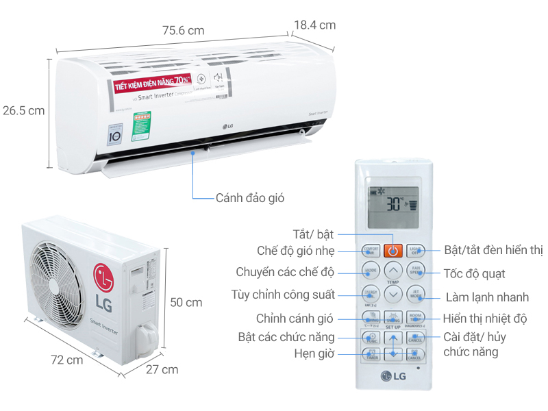Máy lạnh LG V10ENH (1.0Hp) Inverter